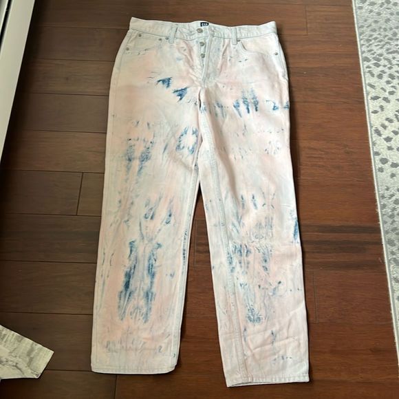 Gap Denim White Tie Gap Denim High Rise Cheeky Straight Jeans Size 12/31 TALL - Picture 2 of 5